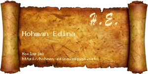 Hohman Edina névjegykártya